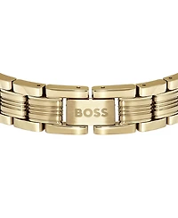 Hugo Boss Men's Boss Emblem Ionic Plated Thin Gold Steel Bracelet