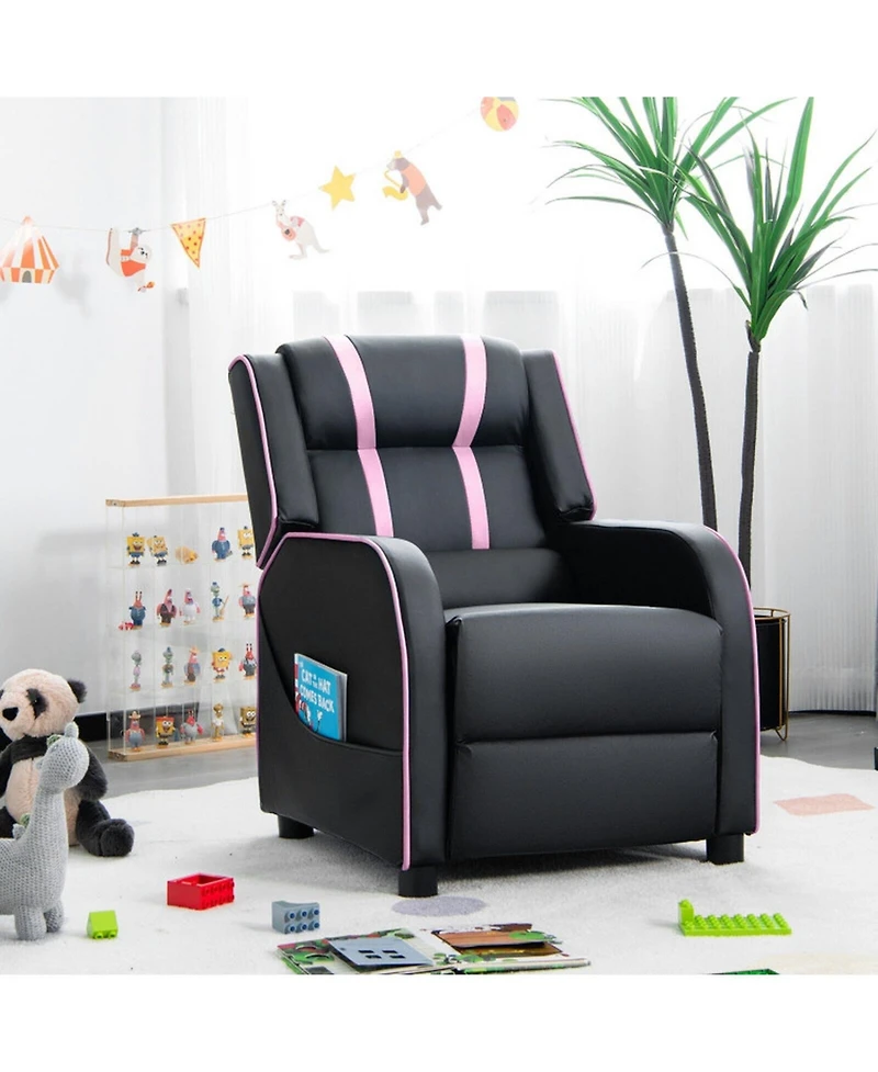 Gouun Kids Recliner Chair with Adjustable Backrest Footrest and Side Pockets