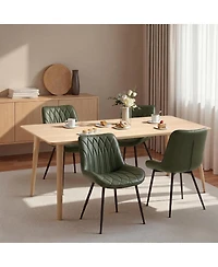 homfan Faux Leather Dining Chairs Set of 4 with Steel Legs and Curved Backrest