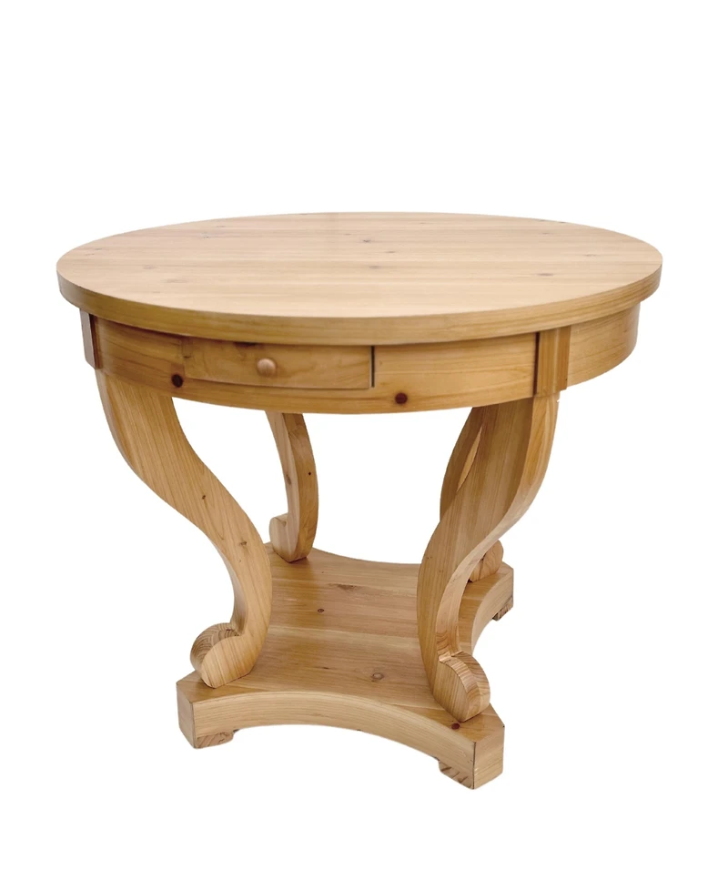 Flynama Farmhouse Round Side Table with Storage Drawers Small Dining Accent Table