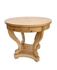 Flynama Farmhouse Round Side Table with Storage Drawers Small Dining Accent Table