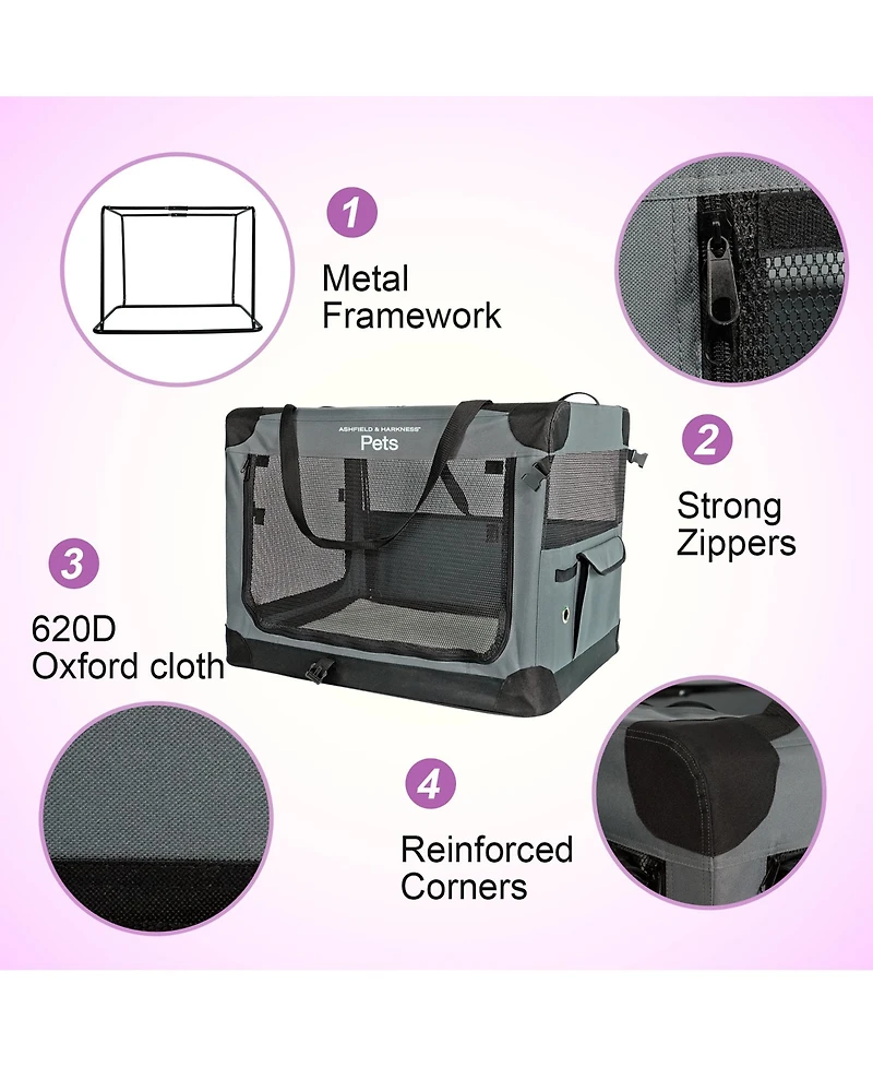 Ashfield and Harkness: 30" Soft Collapsible Dog Crate