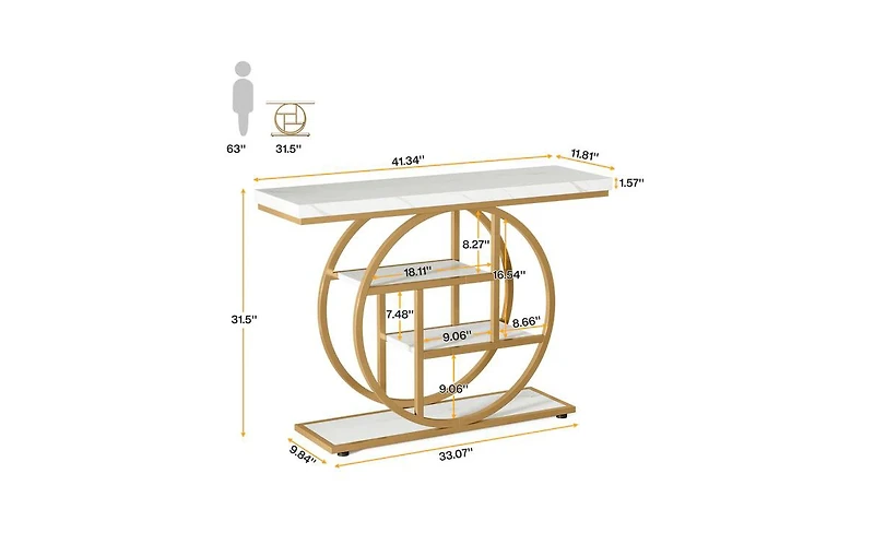 Slickblue 41.3" Industrial 4-Tier Console Table with Circle Base