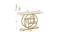 Slickblue 41.3" Industrial 4-Tier Console Table with Circle Base