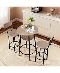 Slickblue 3-Piece Light Bar Table Set with 2 Stools Round Pub Table