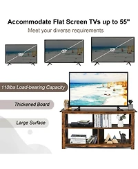 Gouun 3-Tier 47 Inch Tv Console for 55 Inch Screens with X-Shape Metal Frame