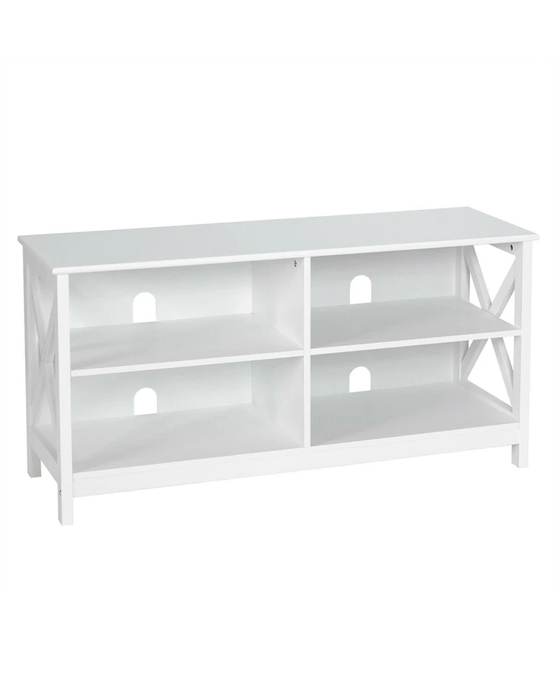 Gouun 47 Inch Tv Stand for 55 Inch Screens 4-Shelf X-Frame with Anti-Tip Strap