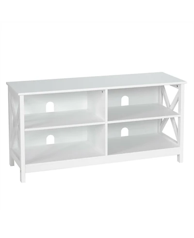 Gouun 47 Inch Tv Stand for 55 Inch Screens 4-Shelf X-Frame with Anti-Tip Strap