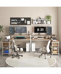 Tribesigns 55" L-Shaped Corner Desk with Drawers and Shelves, Oak