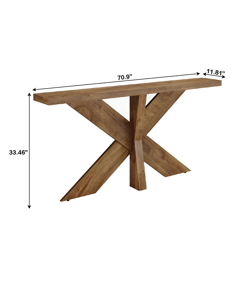 Slickblue 70.9" Farmhouse Entryway Console Table with Wood Design