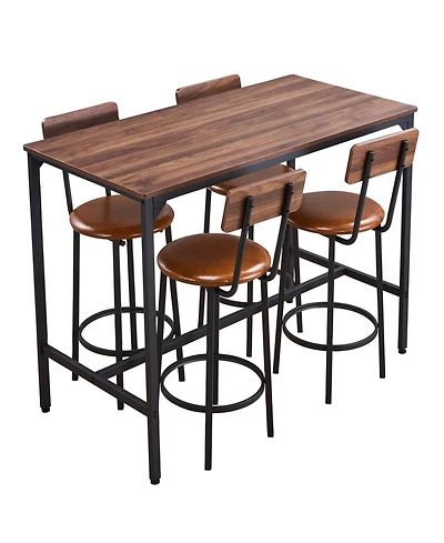 Slickblue 47 Inch Bar Height Table Set with 4 Stools for Kitchen and Dining