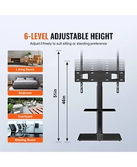 Sugift Swivel Height Adjustable Tv Stand Mount for 32 to 65 in TVs with 0.4in Tempered Glass Base