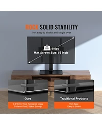Sugift Swivel Universal Tv Stand for 32 to 55 in TVs Height Adjustable Portable Floor Stand