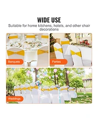 Sugift 50 Pieces Stretch Spandex Chair Sashes with Round Buckle Elastic Chair Bands for Wedding Party