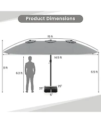 Gouun 10-Piece Patio Wicker Dining Set with 15 Ft Double-Sided Umbrella for 8 Guests