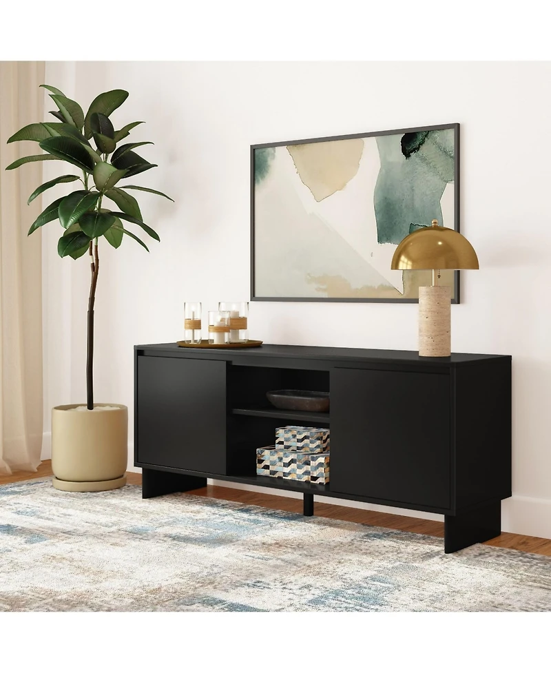 Plank+Beam Modern Tv Stand, 2 Door with Middle Shelf (1499 x 406 635mm / 59 16 25in