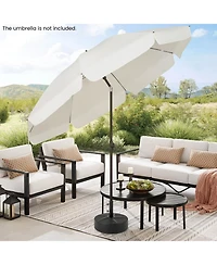 Costway Patio Round Umbrella Base with 2 Adjustable Knobs and 3 Adapters Outdoor for Poolside
