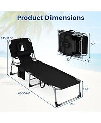 Gouun Set of 2 Portable Tanning Chaise Lounge Chair with 4-Position Adjustable Back