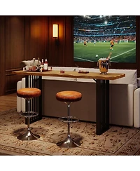 Tribesigns 63" Bar Table: Solid wood pub table with metal legs. Industrial high top bar unit for kitchen, dining room, bistro
