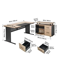 Sugift L-Shaped Executive Desk with Drawers and Storage Cabinet 350 Lbs Load Capacity Easy Assembly
