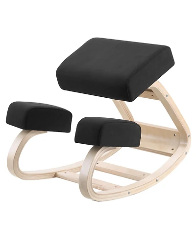 Sugift Ergonomic Wooden Kneeling Chair with Thick Foam Cushions Adjustable Height for Home Office