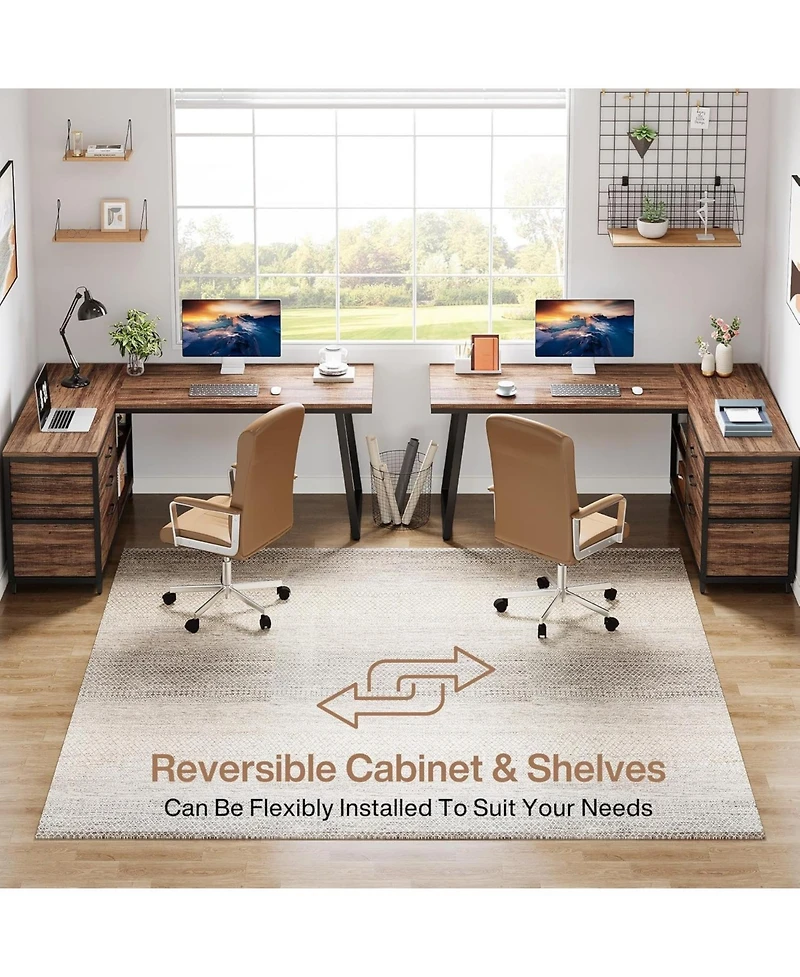 Tribesigns 53" L-Shaped Desk with 3 Drawers and Shelves