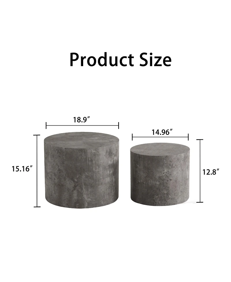 Flynama Set of 2 Faux Concrete Nesting Coffee Tables