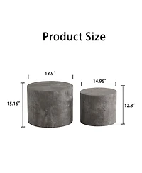 Flynama Set of 2 Faux Concrete Nesting Coffee Tables
