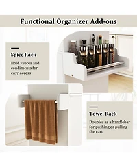 Sugift Rolling Kitchen Island Cart with Drawer and 2-Tier Cabinet