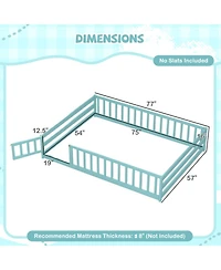 Sugift Full Size Montessori Floor Bed with Full-Length Safety Guardrails