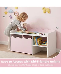 Sugift Scalloped Kids Bookshelf and Toy Storage Organizer with Movable Bin