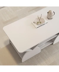 Flynama 47.24 Inch Rectangular Storage Coffee Table