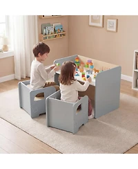 Sugift 3-Piece Kids Activity Table and Chair Set with Chalkboard Tabletop