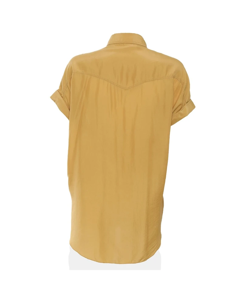 Pre-Owned Brunello Cucinelli Women's Silk Western-Style Short-Sleeve Shirt