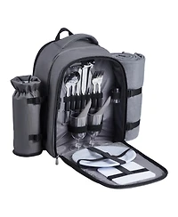 Sugift 2 Person Picnic Backpack with Insulated Cooler Detachable Bottle Holder Blanket Plates and Cutlery