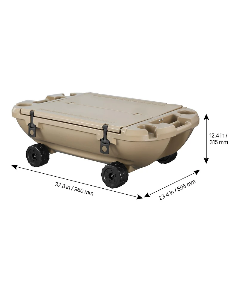 Sugift 40 Qt Floating Ice Chest Cooler with Dry Storage Wheels and Tow Rope for Water and Land