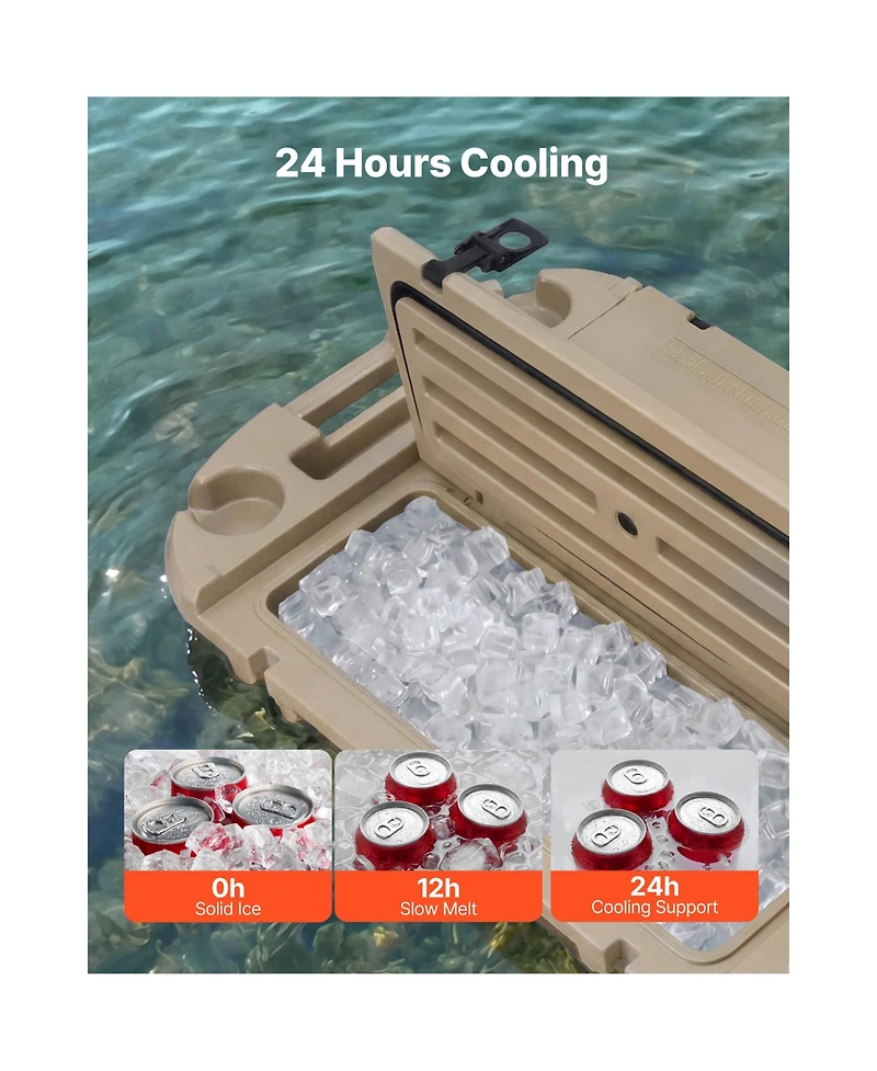 Sugift 40 Qt Floating Ice Chest Cooler with Dry Storage Wheels and Tow Rope for Water and Land