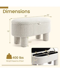 Costway 42" Storage Ottoman Bench with Hidden Compartment and Legs for Living Room