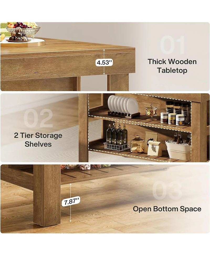 Tribesigns 55.1" Kitchen Island with Seating and Storage