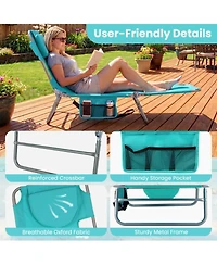 Gouun Folding Beach Lounge Chair with Adjustable Backrest for Outdoor Lawn