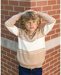 Hope & Henry Toddler Boys 2T - 4T Organic Half Zip Stripe Sweater
