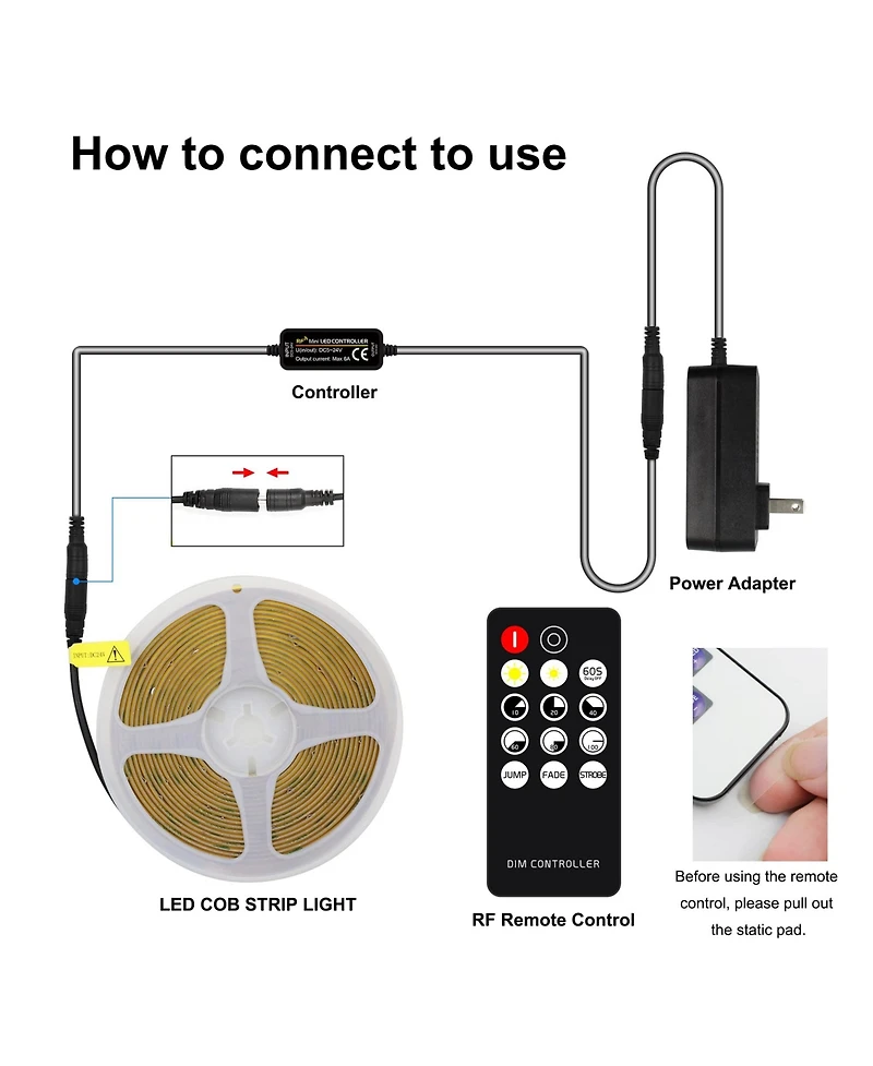 Lofree Cob Led Strip Light Dimmable Remote Control