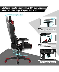 Gouun Reclining Swivel Massage Gaming Chair with Lumbar Support and Headrest