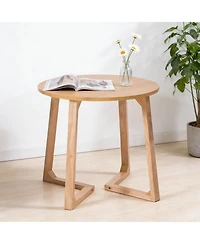 Flynama 24 Inch Mid Century Modern Solid Wood Round End Table