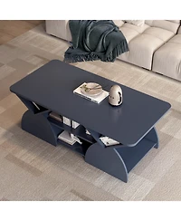 Flynama 47.24 Inch Rectangular Storage Coffee Table with Rounded Corners