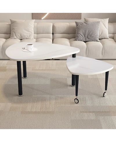 Flynama 360degree(s) Rotatable Coffee Table, Sintered Stone Top
