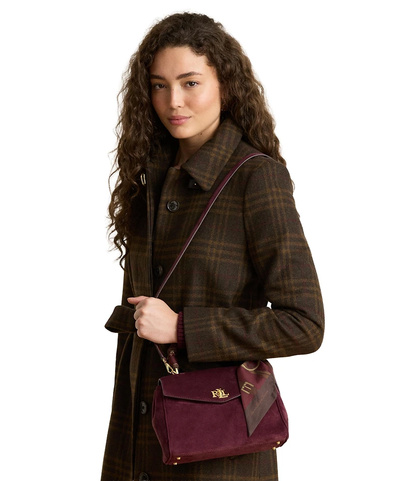 Lauren Ralph Farrah Scarf Trim Small Soft Satchel Handbag