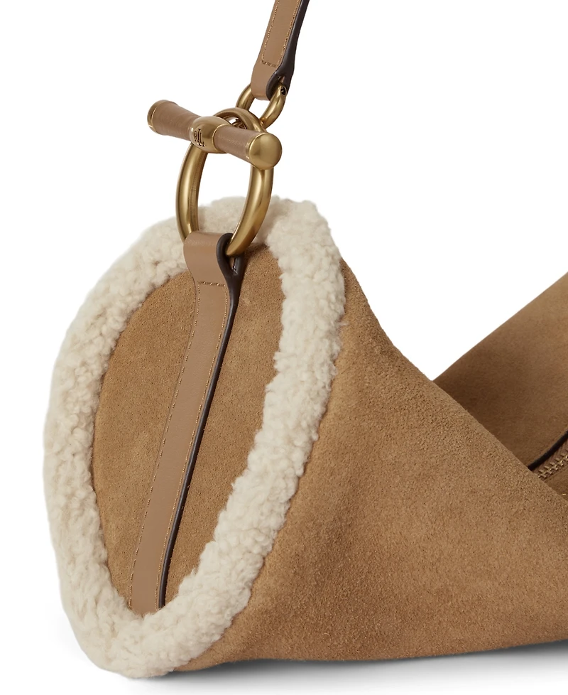 Lauren Ralph Lauren Shearling-Trim Small Blaike Barrel Bag