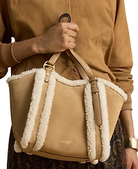 Lauren Ralph Lauren Shearling-Trim Large Tasha Tote Bag