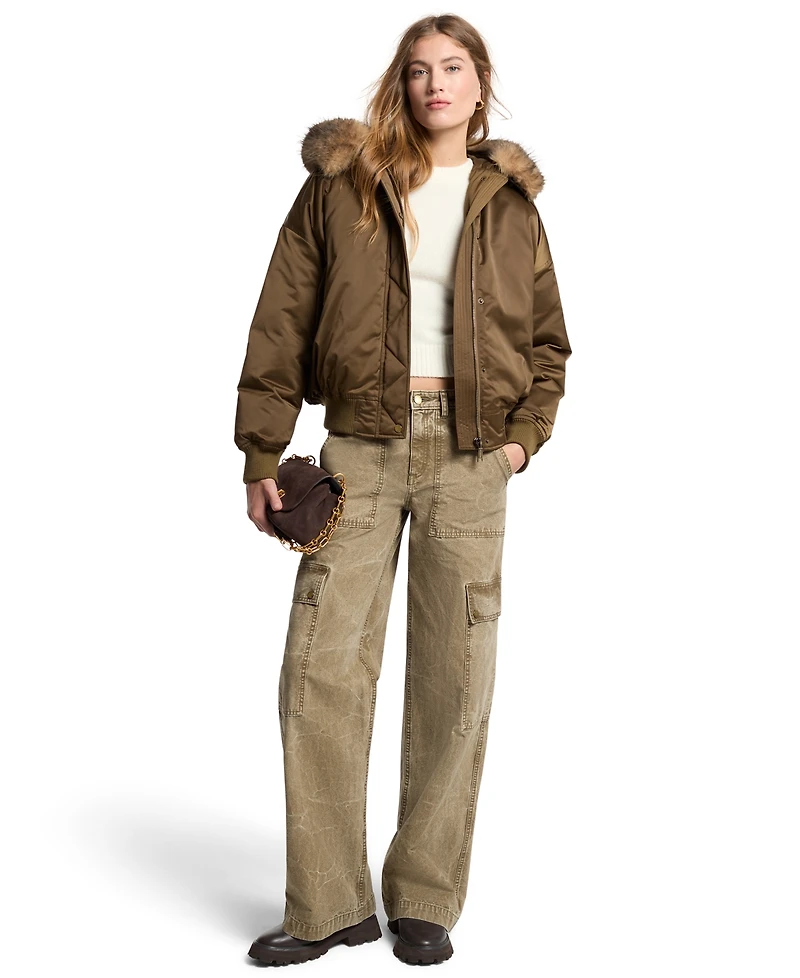 Michael Kors Women's Hooded Down Insulated Bomber Jacket